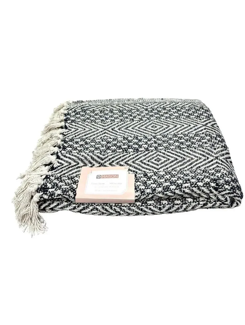 Navy & White Cotton-Blend Throw Blanket, 50